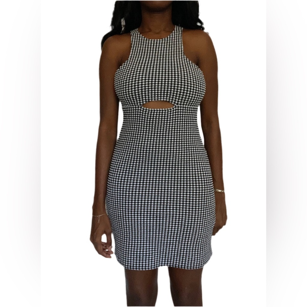 Volcom Black and White Checkered Mini Dress